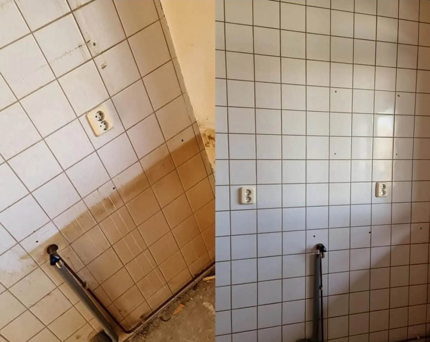 Reiniging van tegelwerk: voor en na
